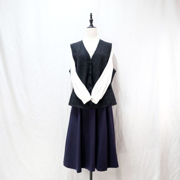 画像3: 無地 ブラック ウール ニット ベスト []