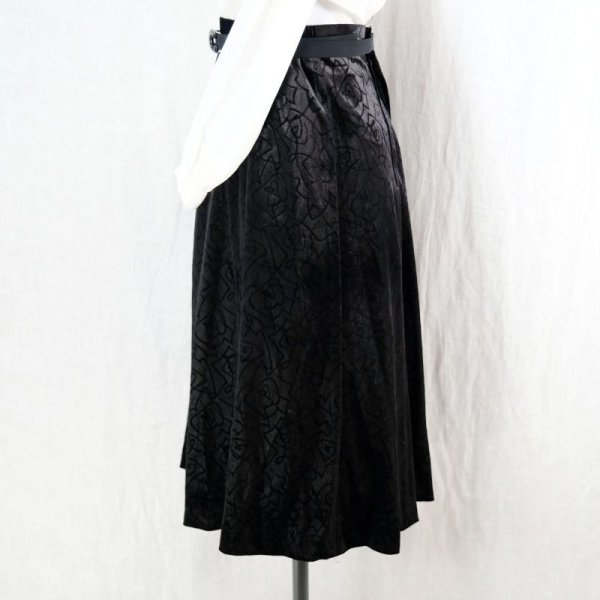 画像5: 柄 ブラック スカート ポリエステル フレア w/66cm [16596]