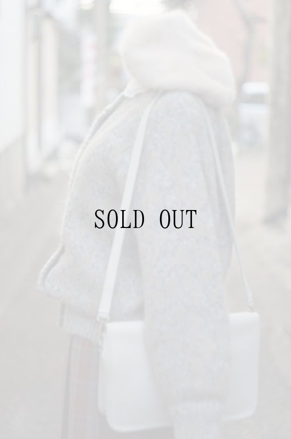 画像8: 総柄 グレー×ベージュ 混モヘア  カーディガン ラウンドネック[16692]