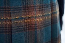 他の写真1: タータンチェック柄 ブラウン×グリーン スカート ウール/ナイロン混 プリーツ /w63cm [16699]