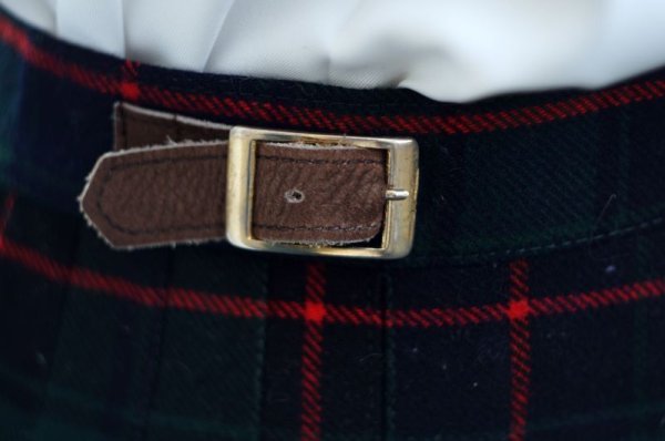 画像7: チェック柄 グリーン×レッド ウール キルトスカート プリーツ w/62cm [16809]