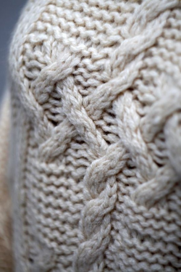 画像7: 無地 ホワイト アランニット セーター ウール クルーネック[16819]