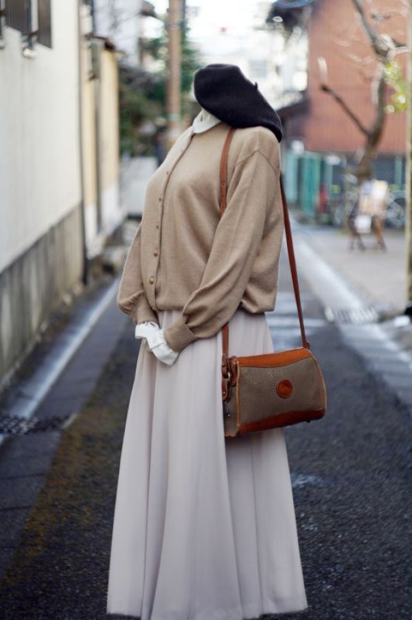 画像7: 無地 ベージュ ニット カーディガン 長袖 ノーカラー [16811]