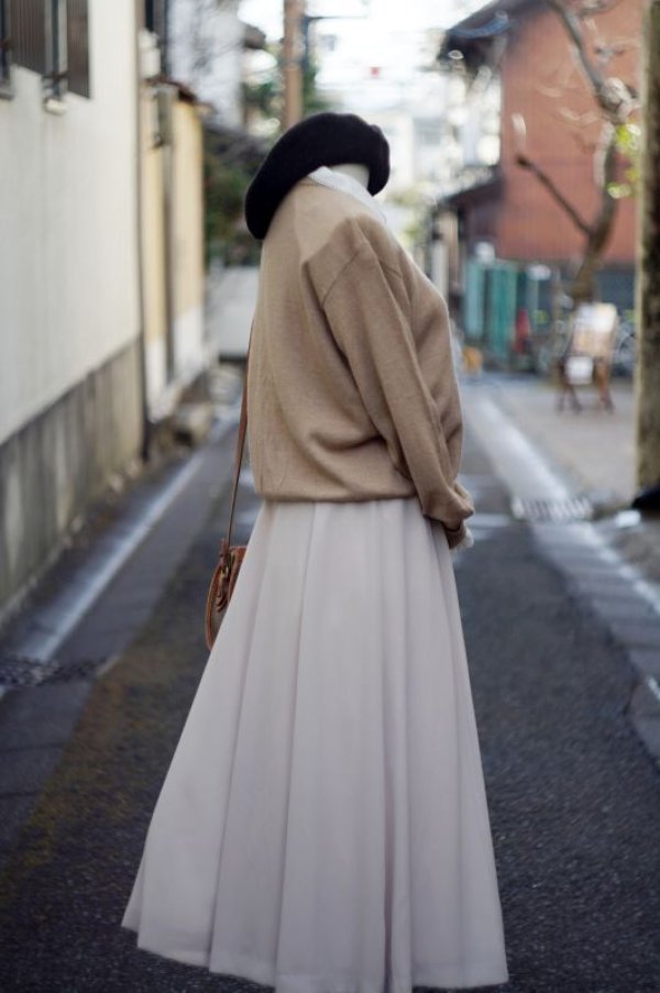 画像8: 無地 ベージュ ニット カーディガン 長袖 ノーカラー [16811]