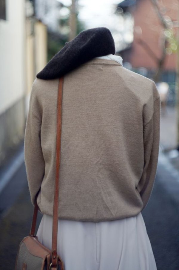 画像6: 無地 ベージュ ニット カーディガン 長袖 ノーカラー [16811]