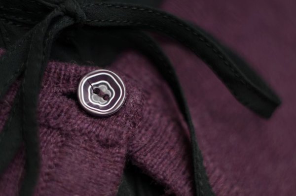 画像6: "LAURA  ASHLEY" 無地 パープル ニット カーディガン 長袖 ノーカラー [16812]