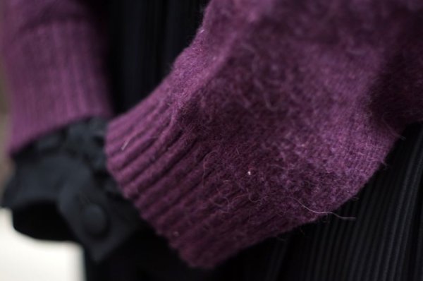 画像9: "LAURA  ASHLEY" 無地 パープル ニット カーディガン 長袖 ノーカラー [16812]