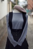 画像3: 無地 ブラック ポリエステル/レーヨン混 ジャンパースカート ベルト付き ポケット [16851]