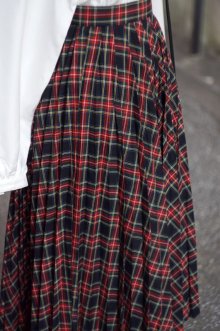 他の写真1: チェック柄 レッド系  スカート プリーツ w/62cm [16873]