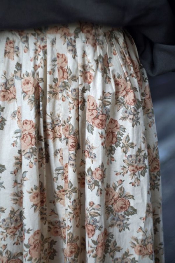 画像2: 花柄 ブラウン系 スカート フレア w/62cm [16880]