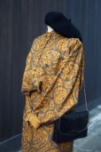 画像4: ボタニカル柄 オレンジ×ライトグレー 長袖 セットアップ  スタンドカラー マーメイドスカート [16897]