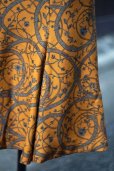 画像14: ボタニカル柄 オレンジ×ライトグレー 長袖 セットアップ  スタンドカラー マーメイドスカート [16897]