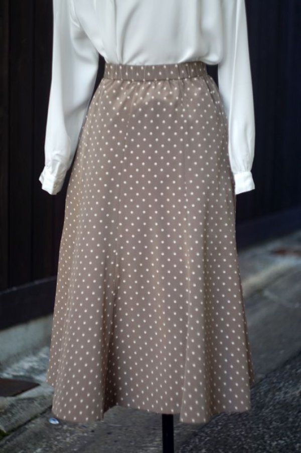 画像5: チャコールグレー×ベージュ ドット柄 スカート フレア /w60cm [16917]