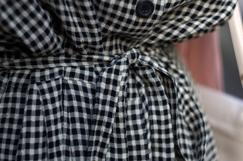 他の写真1: チェック柄 ブラック×ホワイト ジャンパースカート ウエストリボン [16931]