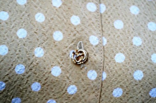 他の写真1: ドット柄 イエロー×ホワイト 長袖 ブラウス レギュラーカラー  [16964]