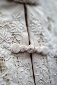 画像5: コットン オフホワイト 半袖 チャイナドレス スワトウ刺繍[17099]