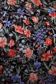 画像15: 花柄 ピンク系×黒 半袖 レトロワンピース ノーカラー [17106]