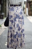 画像5: 花柄 グレー×青 スカート フレア w/60cm [17136]