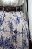 画像2: 花柄 グレー×青 スカート フレア w/60cm [17136] (2)