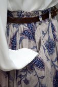 画像7: 花柄 グレー×青 スカート フレア w/60cm [17136]