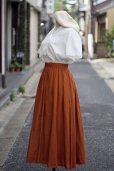 画像3: 無地 混麻 オレンジ スカート フレア w/66cm [17254]