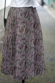 画像4: ペイズリー柄 グリーン×レッド スカート フレア プリーツ w/65cm [17286]