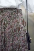 画像5: ペイズリー柄 グリーン×レッド スカート フレア プリーツ w/65cm [17286]