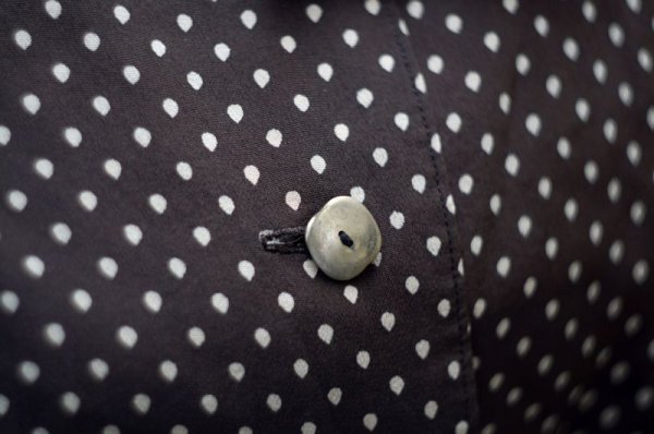 画像11: ドット柄 ブラウン 長袖 ブラウス リボンタイ[17349]