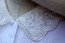 他の写真1: "花のブラウス" 白 半袖 5分丈 ブラウス レーススカラップカラー[17407]