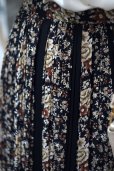 画像6: 黒系 花柄 スカート 細プリーツ W61cm[17412]