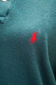 画像3: "Ralph Lauren" グリーン ニット 半袖 ポロシャツ ワンポイント刺繍[17436]