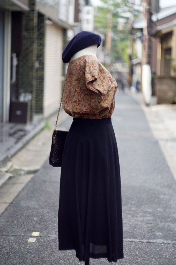 画像9: ペイズリー柄 コットン ノースリーブ ブラウス ノーカラー 胸ポケット プルオーバー[17437]