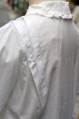 画像6: "もめんの天使" 白 半袖 混コットン ブラウス レースカラー パールボタン ヘリンボーン模様[17444]