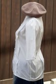 画像7: "もめんの天使" 白 半袖 混コットン ブラウス レースカラー パールボタン ヘリンボーン模様[17444]