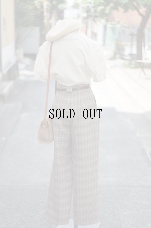 画像5: ”SPIGA” チェック柄 ブラウン系 パンツ ツータック テーパード w68cm [17458]