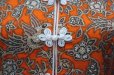 画像10: ボタニカル柄 植物模様 オレンジ 半袖 チャイナワンピース マオカラー[17486]