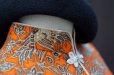 画像12: ボタニカル柄 植物模様 オレンジ 半袖 チャイナワンピース マオカラー[17486]