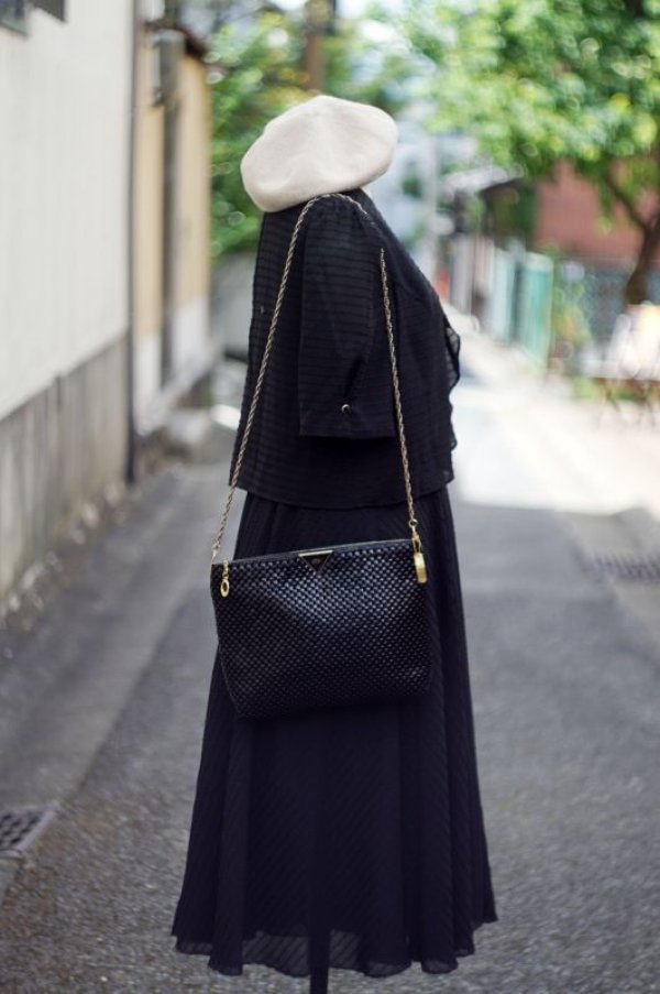 画像3: 黒 半袖 ワンピース リボン ノーカラー[17488]