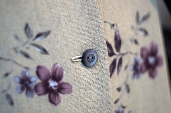 画像7: 花柄 ベージュ ジャンパースカート Uネック  ボタン[17574]