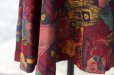画像4: 総柄 赤×青×緑×黄色 ウール 秋冬スカート レトロモチーフ w62cm~ 丈76cm [17594]