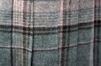 画像3: チェック柄 緑×グレー ウールスカート プリーツ w69cm 丈66cm [17605] (3)