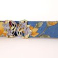 画像1: 花柄 青×黄色 アンティークベルト[17613] (1)