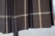 画像5: タータンチェック柄 ブラウン系 ウール スカート プリーツ ヘリンボーン w71cm 丈68cm [17638]