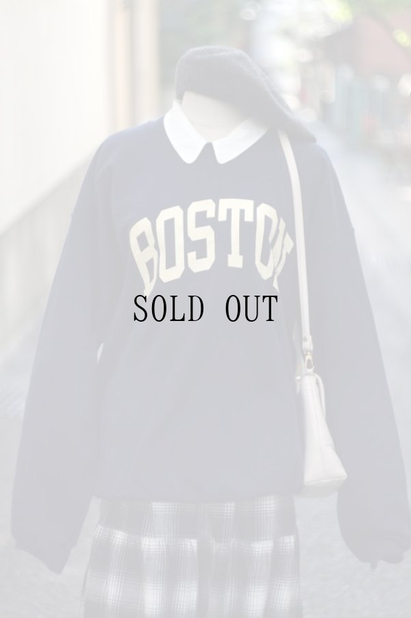 画像1: US ロゴ ネイビー スウェット クルーネック [17648]