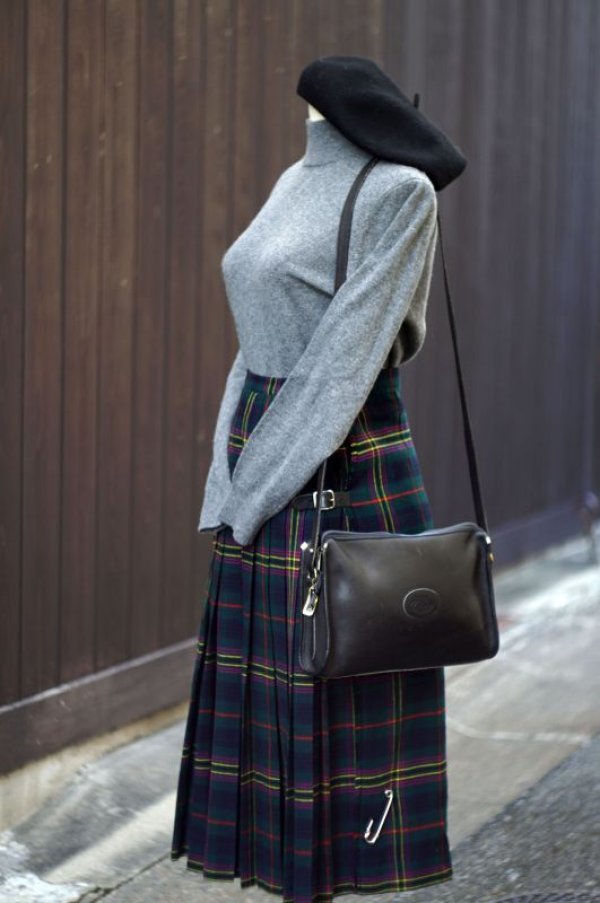 画像10: "The scotch house" タータンチェック柄 ウール キルト スカート w66cm〜 丈69cm[17645]