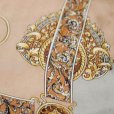 画像3: 装飾模様 チェック柄 カーキ×ブラウン系 シルク スカーフ 77cm四方 [17678]