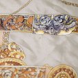 画像4: 装飾模様 チェック柄 カーキ×ブラウン系 シルク スカーフ 77cm四方 [17678]