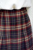 画像4: タータンチェック柄 ベージュ系 ウール スカート プリーツ w67cm 丈70cm [17661] (4)