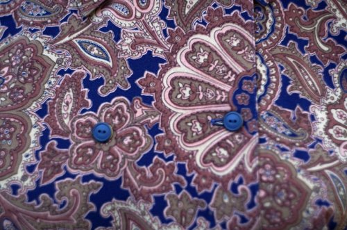 他の写真1: ペイズリー柄 ネイビー×ブラウン セットアップ 長袖 レギュラーカラー ダブルボタン [17752]