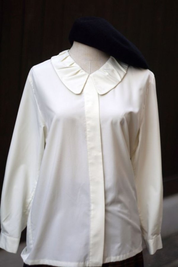 画像5: 無地 ライトイエロー 長袖 ブラウス 比翼ボタン [17815]